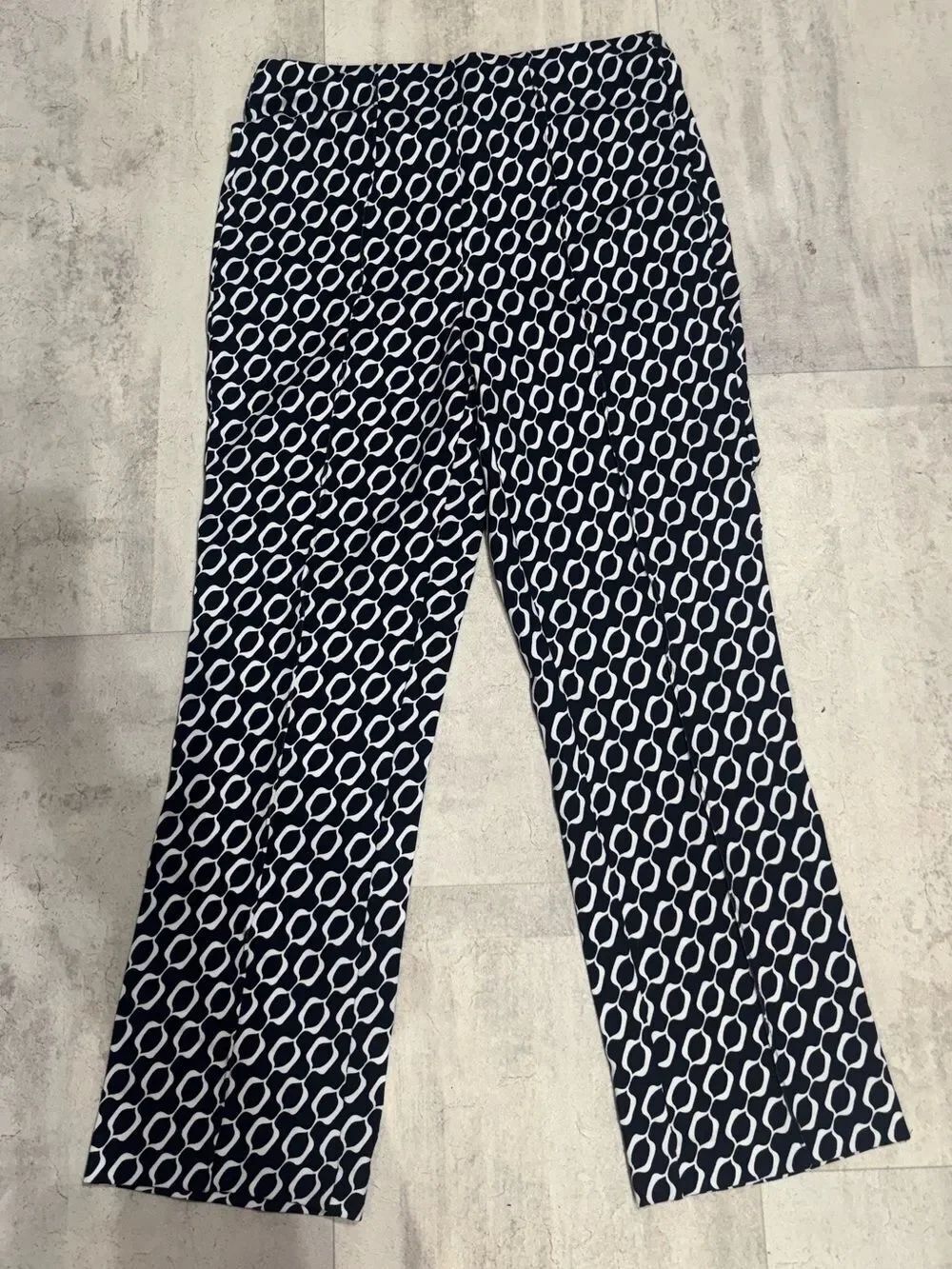 0078 Jules & Leopold Black and White Chain-Link Print Pants
